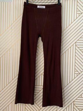 High Rack Studios Sublime Rib Ribbed Cotton Flare Pants high waist brown 12